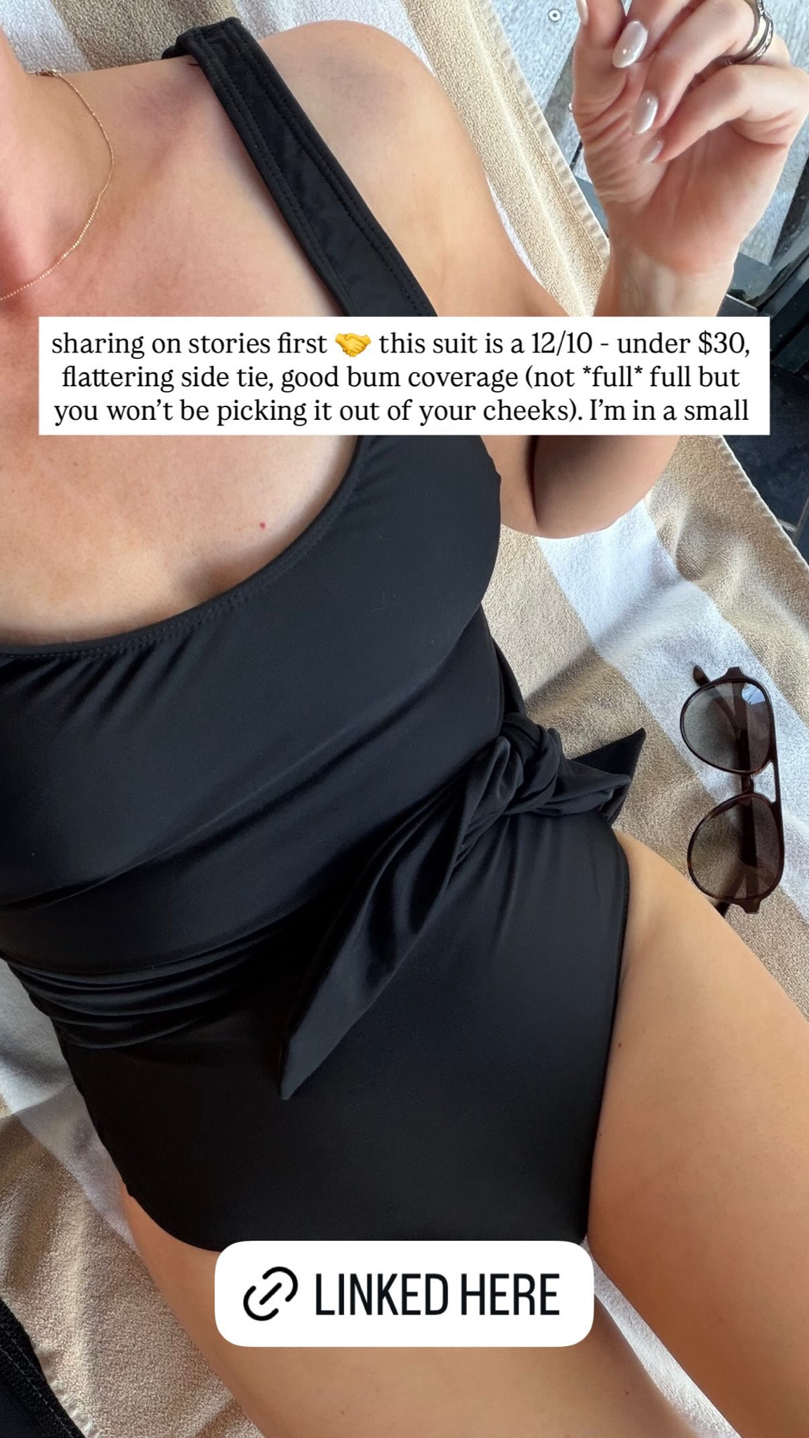 this suit is a 12/10 - under $30, flattering side tie, good bum coverage (not *full* full, but you won’t be picking it out of your cheeks) I’m in a small. 

#LTKSwim #LTKmomlife #LTKSeasonal
