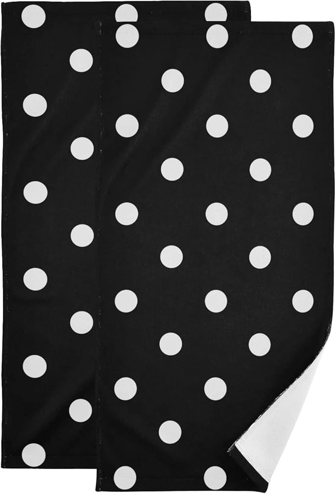 Polka Dot Hand Towels for Bathroom Set of 2 Vintage Black and White Doodle Polka Dots Modern Fash... | Amazon (US)