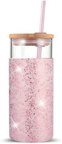tronco 20oz Glass Tumbler Glass Water Bottle Straw Silicone Protective Sleeve Bamboo Lid - BPA Fr... | Amazon (US)