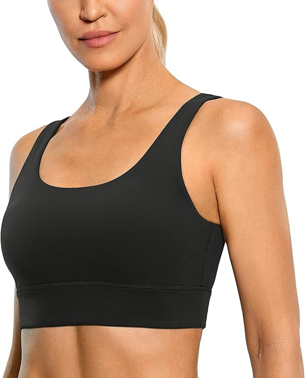 CRZ YOGA Womens Butterluxe U Back Sports Bra - Scoop Neck Padded Low Impact Workout Yoga Bra with... | Amazon (US)