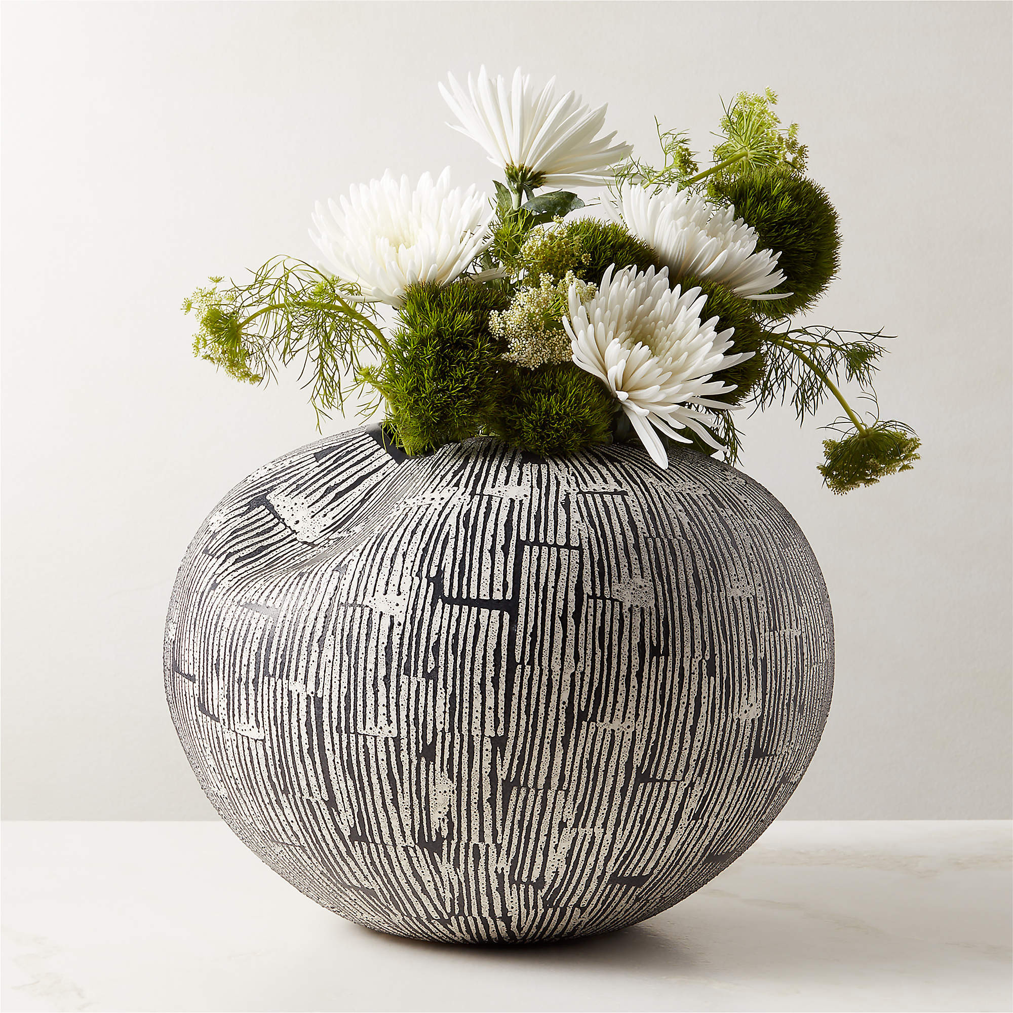 Moe Black and White Ceramic Vase + Reviews | CB2 | CB2