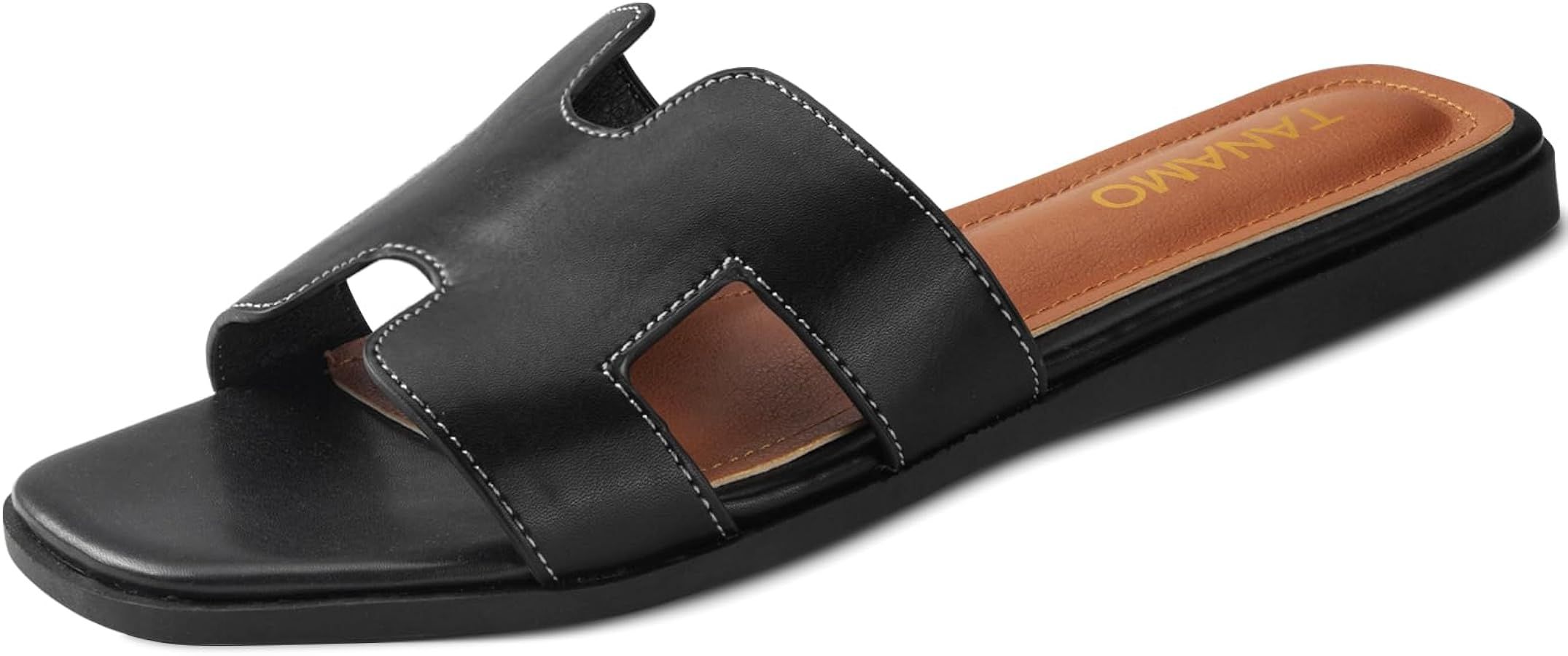 Amazon.com | Tanamo Womens Sandals Slip on Fashion Slides Sandals Women Dressy Summer Flat Sandal... | Amazon (US)
