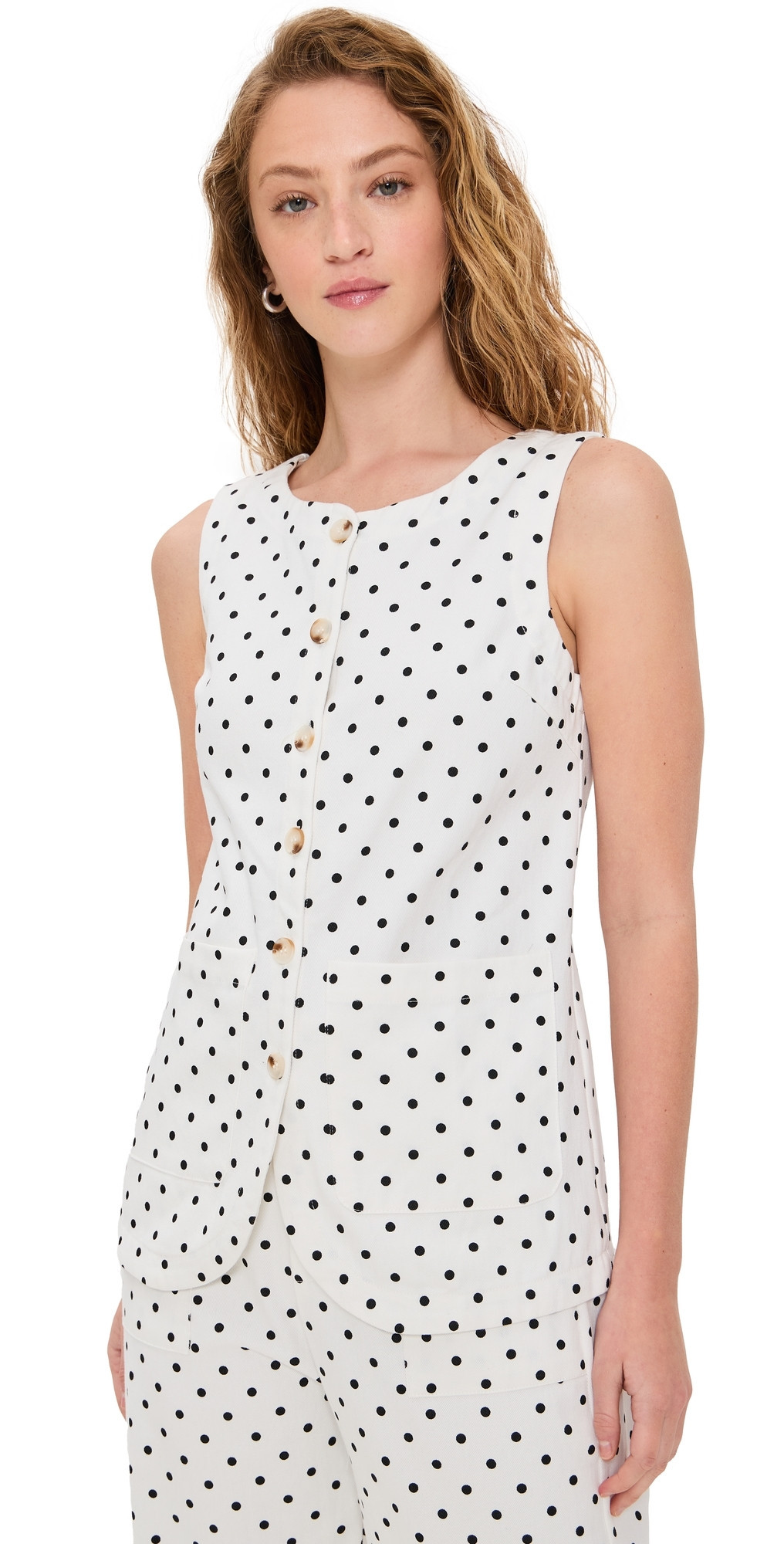 Little Lies Polka Dot Vest White/Black XS | Shopbop
