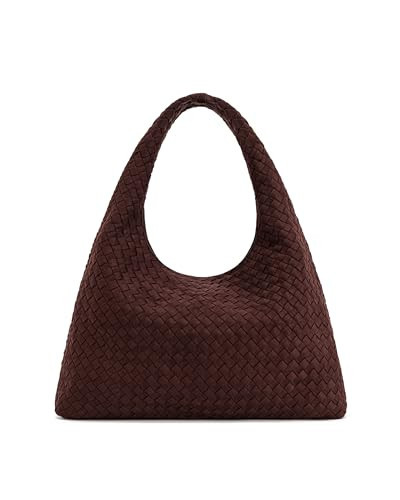 JW PEI Women's Iaura Faux Suede Woven Shoulder Bag - Dark Brown | Amazon (US)