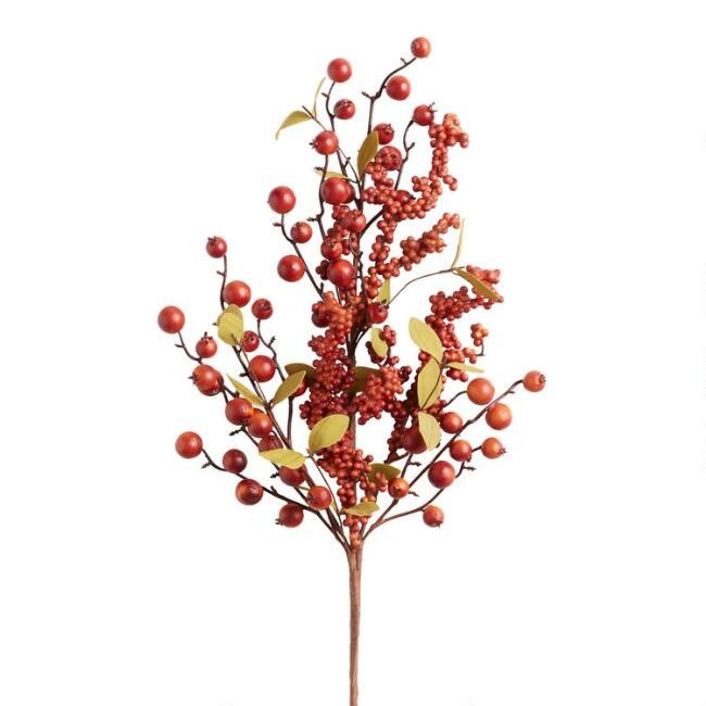 Pier Place Orange Faux Harvest Berry Stem | World Market