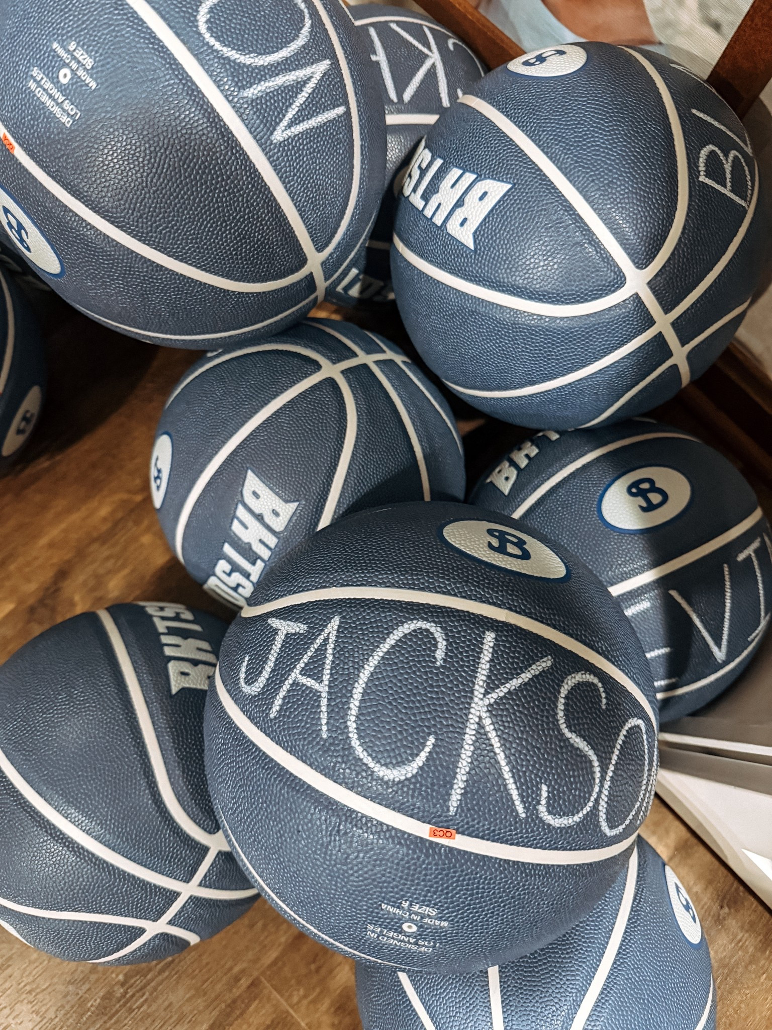 Family basketball friends got the boys the #btsquad balls and had me write their names on them. Turned out so cute! 🏀🏀

#LTKmomlife