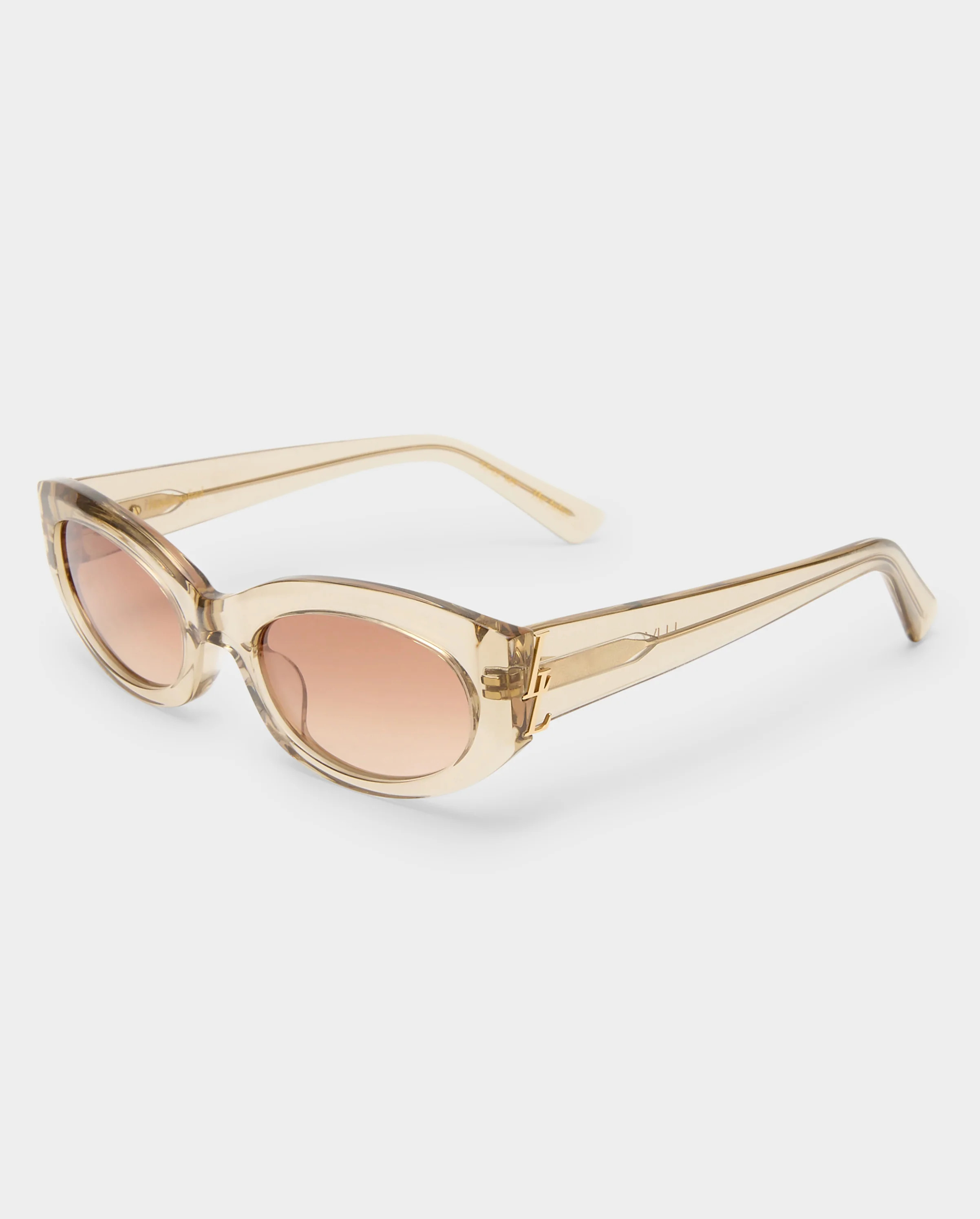 The Juliet Crystal Latte Female Oval Sunglasses | Luv Lou | Luv Lou