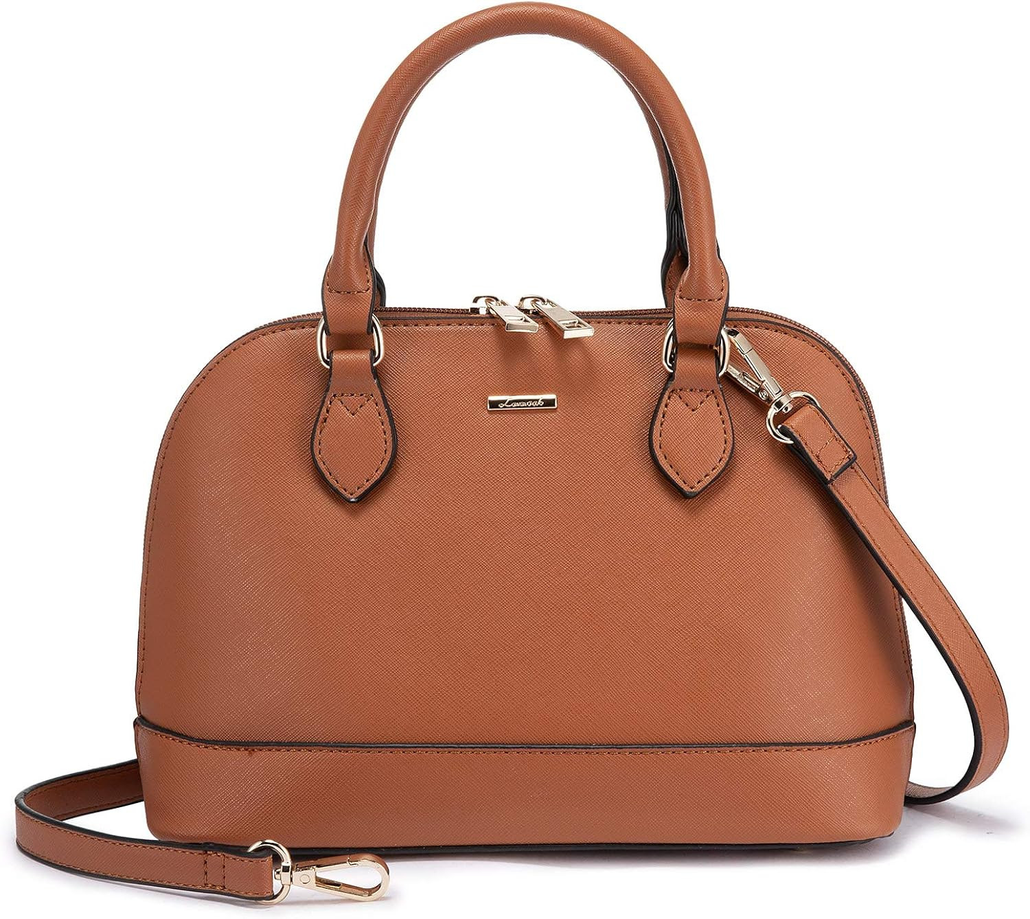 Small Crossbody Bags for Women Classic Double Zip Top Handle Dome Satchel Bag Shoulder Purse | Amazon (US)