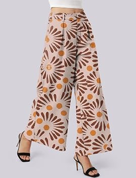 TARSE Women's Linen Palazzo Pants 2026 Wide Leg High Waisted Printed Flowy Pleated Casual Dressy ... | Amazon (US)