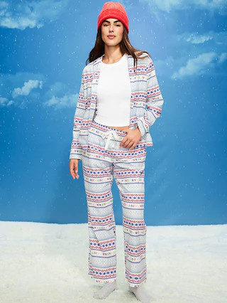 Printed Flannel Pajama Pant Set for Women | Old Navy (US)