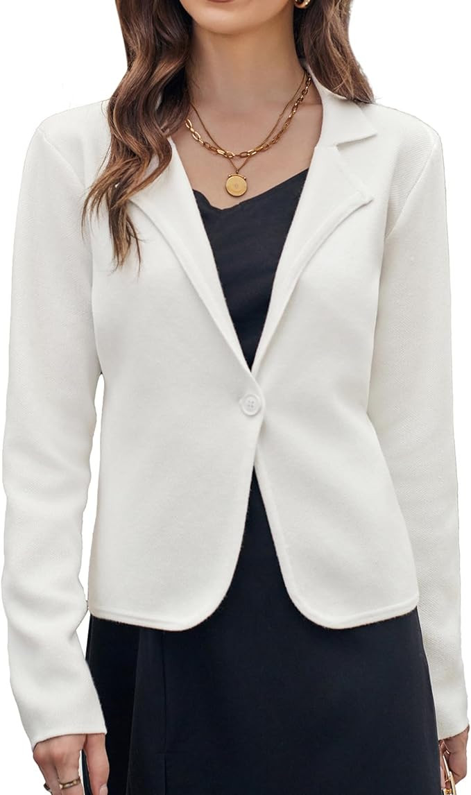 GRACE KARIN Women Sweater Blazer Casual Work Croppped Cardigan Lightweight Button Front Short Kni... | Amazon (US)