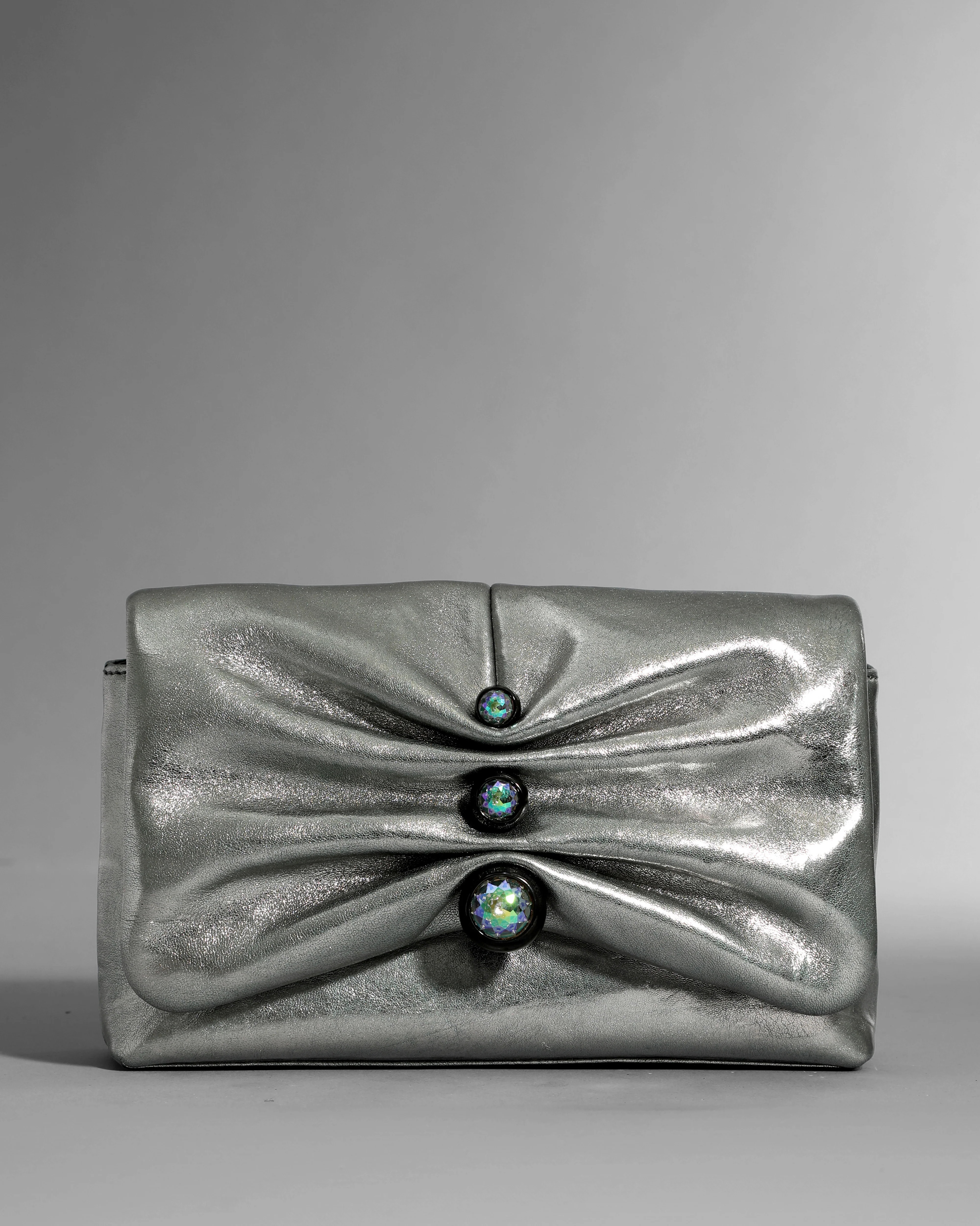 Alexis Bittar Ruched Crystal Crossbody Bag- in Graphite Green | Statement Jewelry from Alexis Bittar | Alexis Bittar