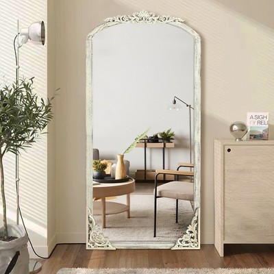 Dovelina Vintage Wooden Metal Full Length Mirror Large Wall Mirror 65"x22" - Weathered White | Target