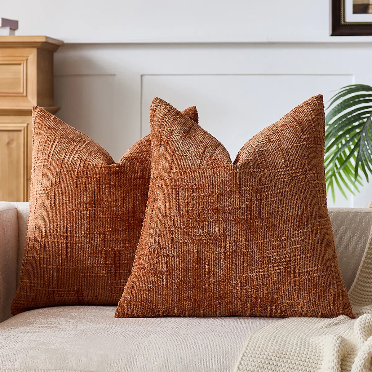 Textured Chenille Throw Pillow Covers （Set of 2 ） | Wayfair North America
