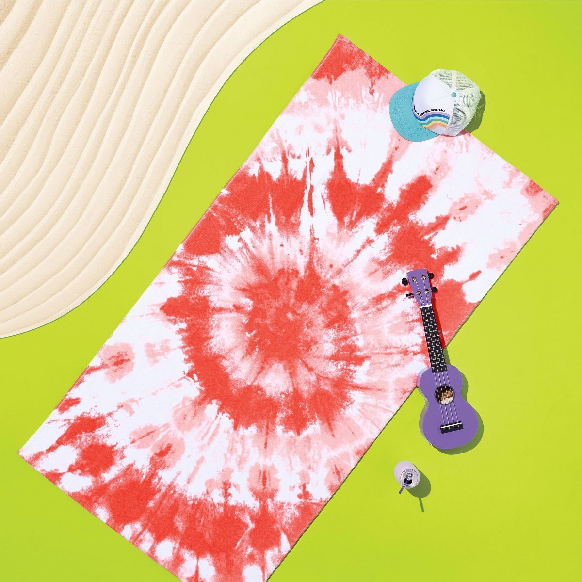 Tie Dye Beach Towel Red - Sun Squad™ | Target