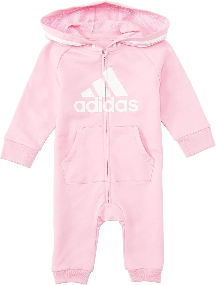 adidas baby-girls Long Sleeve Full-zip Hooded Onesie Jumpsuit Hoodie | Amazon (US)