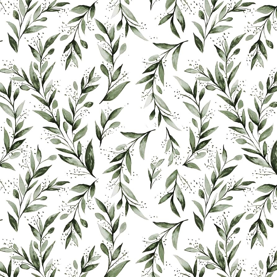 Green Leaf Wallpaper Peel and Stick Sage Green Contact Paper 17.3" x 118" | Amazon (US)