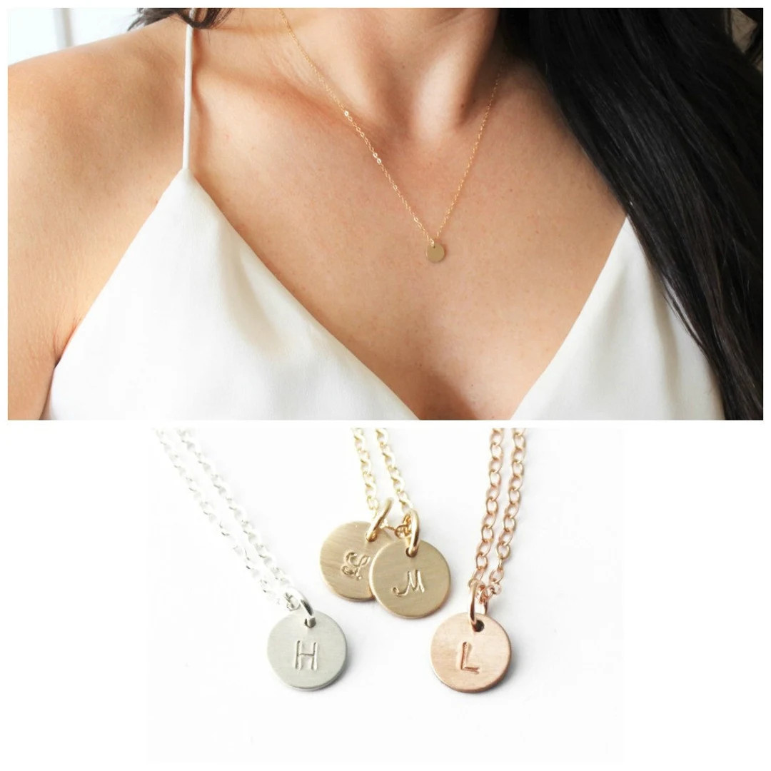 TINY Initial Necklace, Dainty Initial Necklace, Silver, Rose or Gold Personalized Necklace, Layer... | Etsy (US)