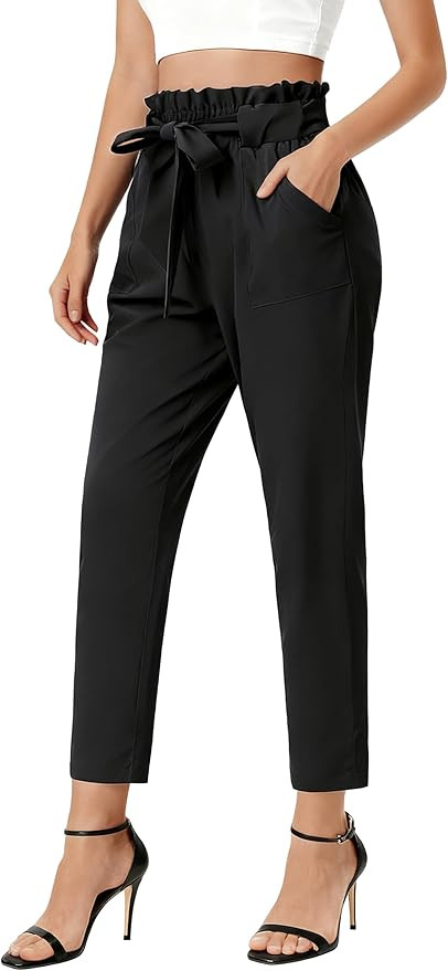 GRACE KARIN Women Work Pants, Paper Bag High Waist Bow Tie Dressy Trousers, Office Business Casua... | Amazon (US)