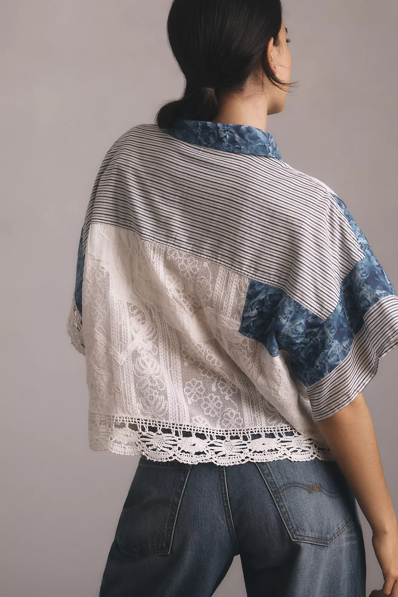 Pilcro Patchwork Cabana Shirt | Anthropologie (US)