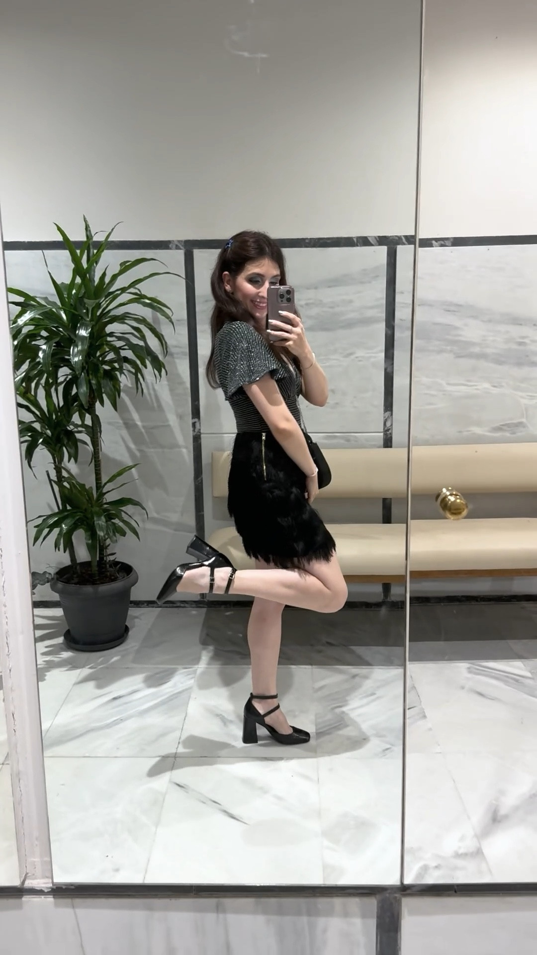 Bachelorette outfit day 1 out of 3!

For the first night we chose to go to a disco. I wanted a glam look so I chose black and silver. A black and silver bodysuit, a black fringed mini skirt and black heels. Later on I changed the heels to ballet flats. Do you like my disco outfit?

#LTKwedding #LTKeurope #LTKtravel