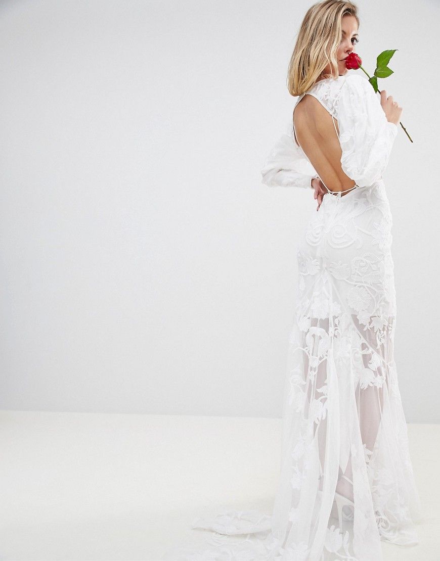 ASOS EDITION backless maxi wedding dress with beautiful embroidery - White | ASOS US