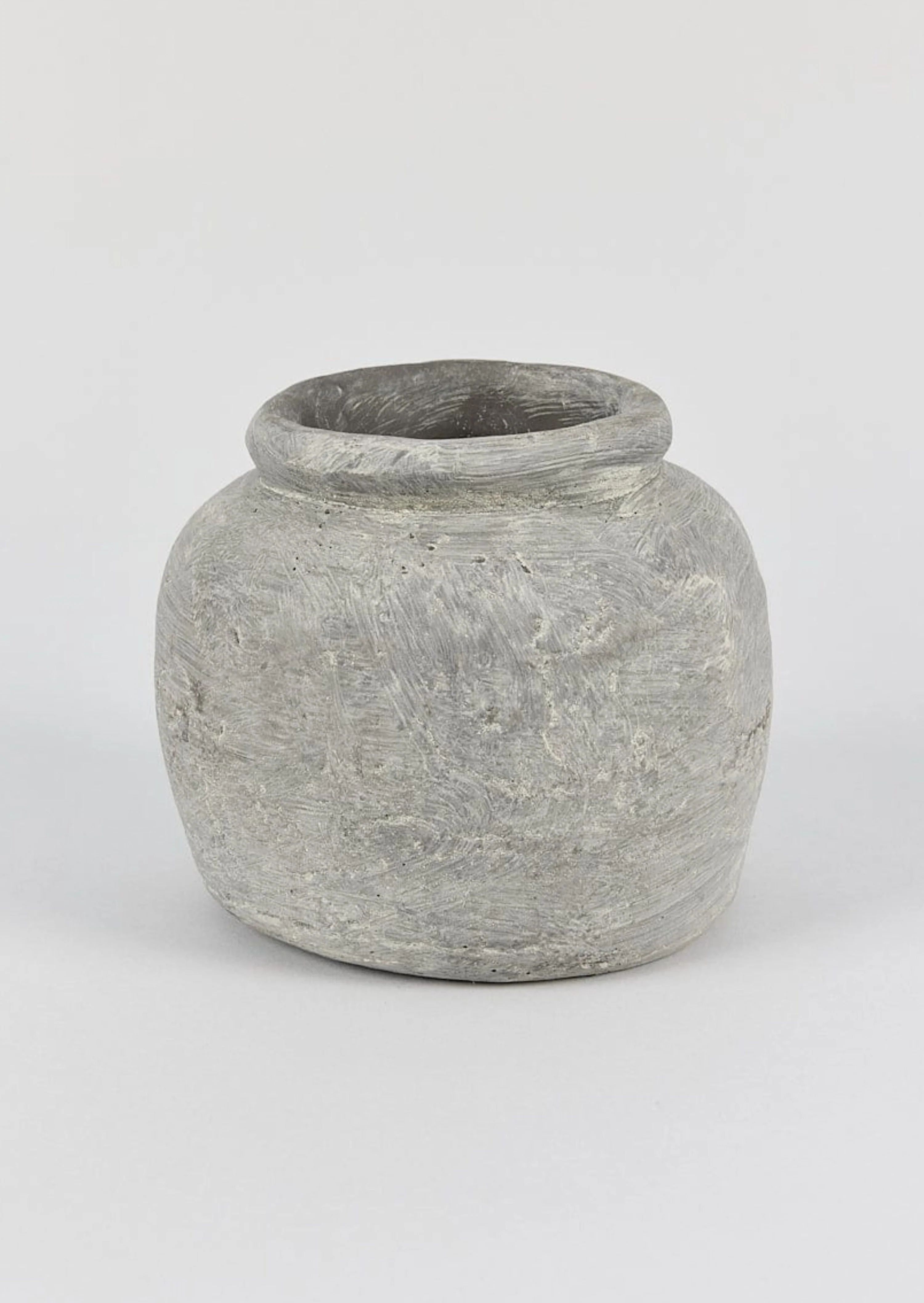 Distressed Concrete Grey Clay Pot | Boutique Planters at Afloral.com | Afloral