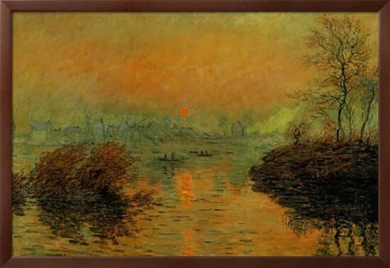 Setting Sun on the Seine at Lavacourt, Effect of Winter, 1880 | Art.com