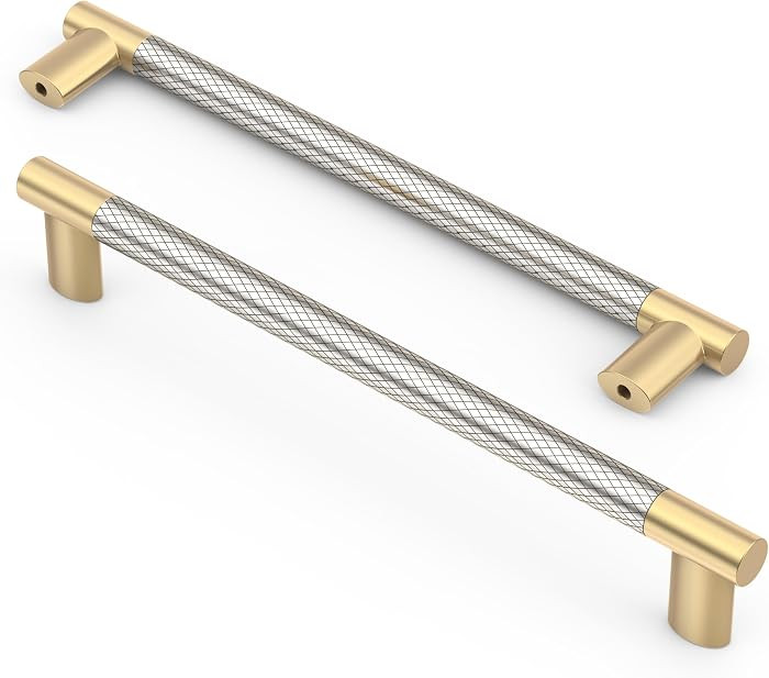 Asidrama 10 Pack 7 Inch(177mm) Knurled Gold and Brush Satin Nickel Kitchen Cabinet Handles,Cabine... | Amazon (US)