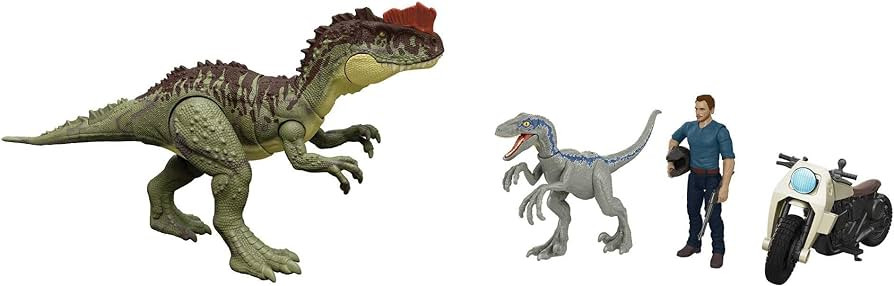 Jurassic World Dominion 3 Pack Figures & Dinosaurs, Owen Grady Motorcycle Yangchuanosaurus & Blue... | Amazon (US)