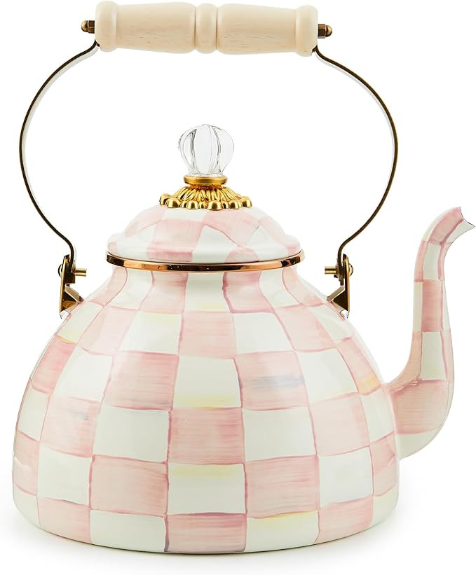 MACKENZIE-CHILDS Enamel Tea Kettle, Cute Kitchen Kettle for Stovetop, 3-Quart Capacity, Pink-and-... | Amazon (US)