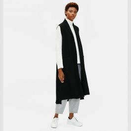 Lightweight Boiled Wool Long Vest in Responsible Wool | Eileen Fisher