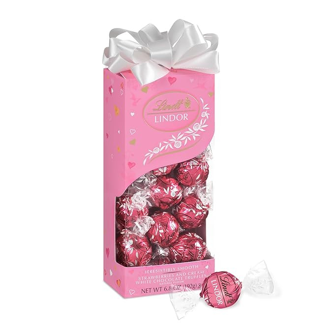 Lindt, Strawberries and Cream White Chocolate Candy Truffles, Valentine's Day White Chocolate wit... | Amazon (US)