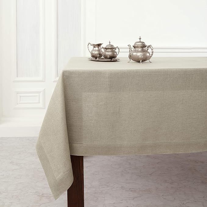 Solino Home Classic Hemstitch Linen Tablecloth - 60 x 120 Inch, Natural - 100% Pure European Line... | Amazon (US)