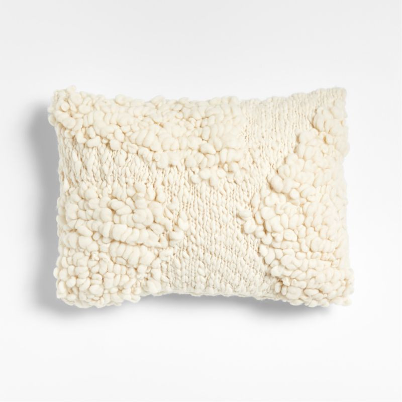Ivory Looped Wool Holiday Decorative Throw Pillow Cover 22"x15" | Crate & Barrel | Crate & Barrel