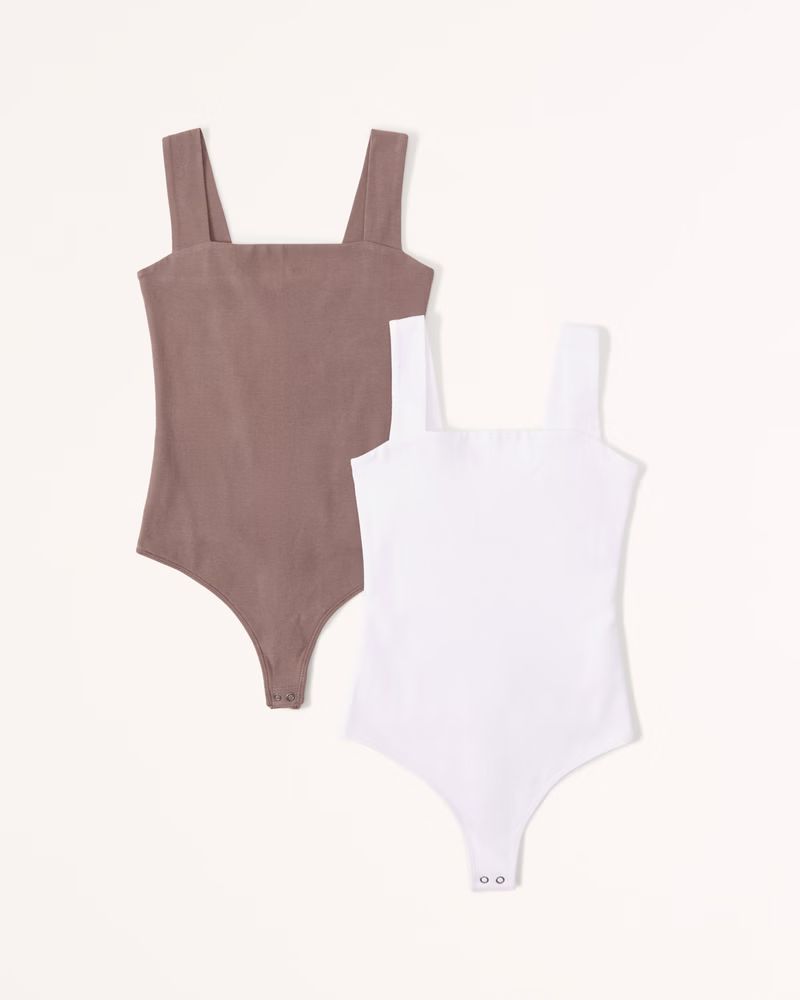 2-Pack Cotton Seamless Fabric Squareneck Bodysuits | Abercrombie & Fitch (US)