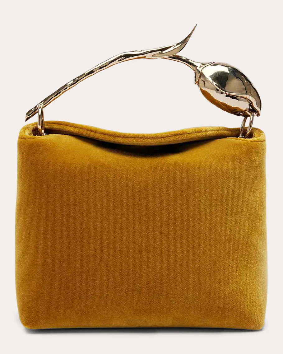 ERDEM Women's Mini Bloom Velvet Bag in Safron Suede/Velvet/Polyester | Olivela