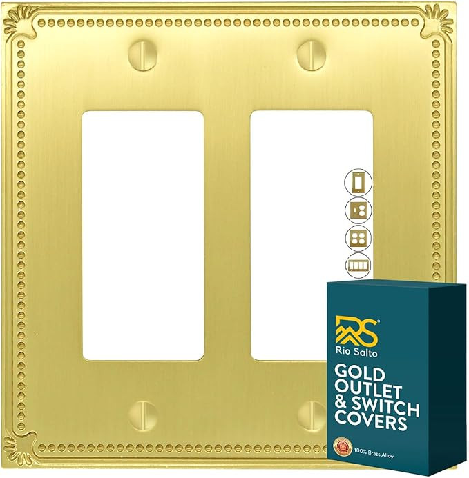 Rio Salto Sunken Pearls Vibrant Yellow Gold Metal Metal Double Rocker Decora Decorator Double Lig... | Amazon (US)