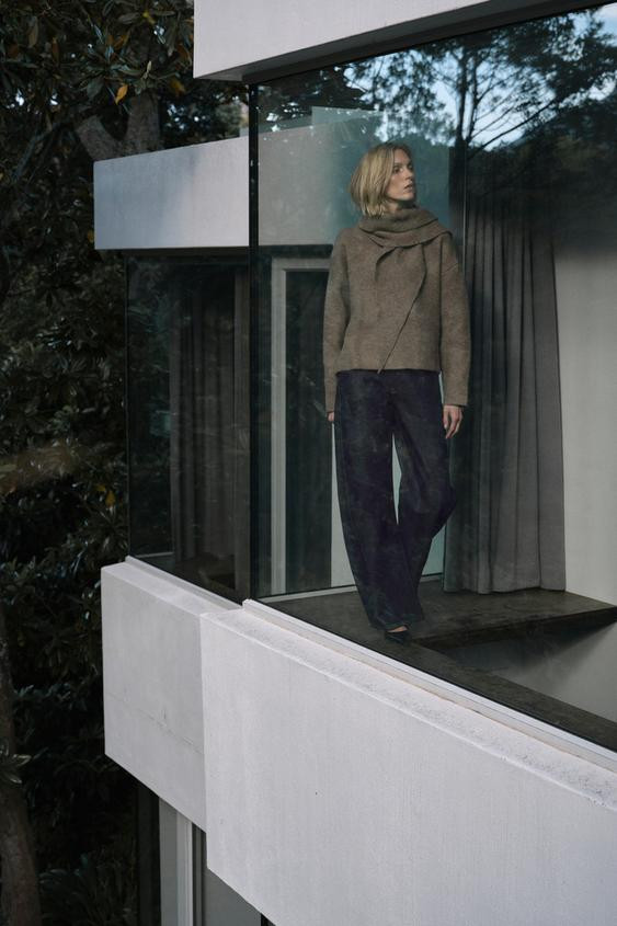 KNIT JUMPER WITH SCARF | Zara UK