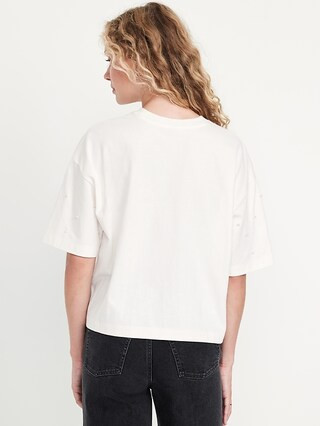 Oversized Crew-Neck Embellished T-Shirt | Old Navy (US)