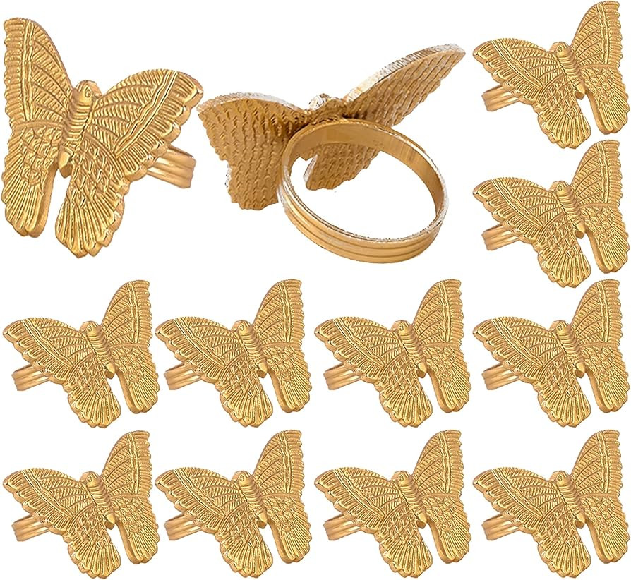 ALPHA Living HOME Basic Butterfly Napkin Ring Collection Decorative, 12 Count Premium Metal Napki... | Amazon (US)