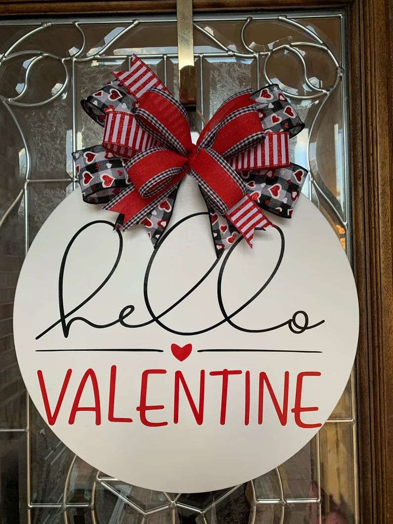 Hello Valentine Door Hanger Hello Valentine Wreath Door | Etsy | Etsy (US)