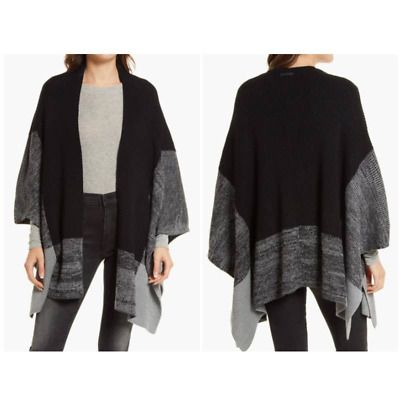 NEW Rebecca Minkoff Colorblock Rib Open Front Cardigan Kimono Ruana Women's O/S | eBay AU