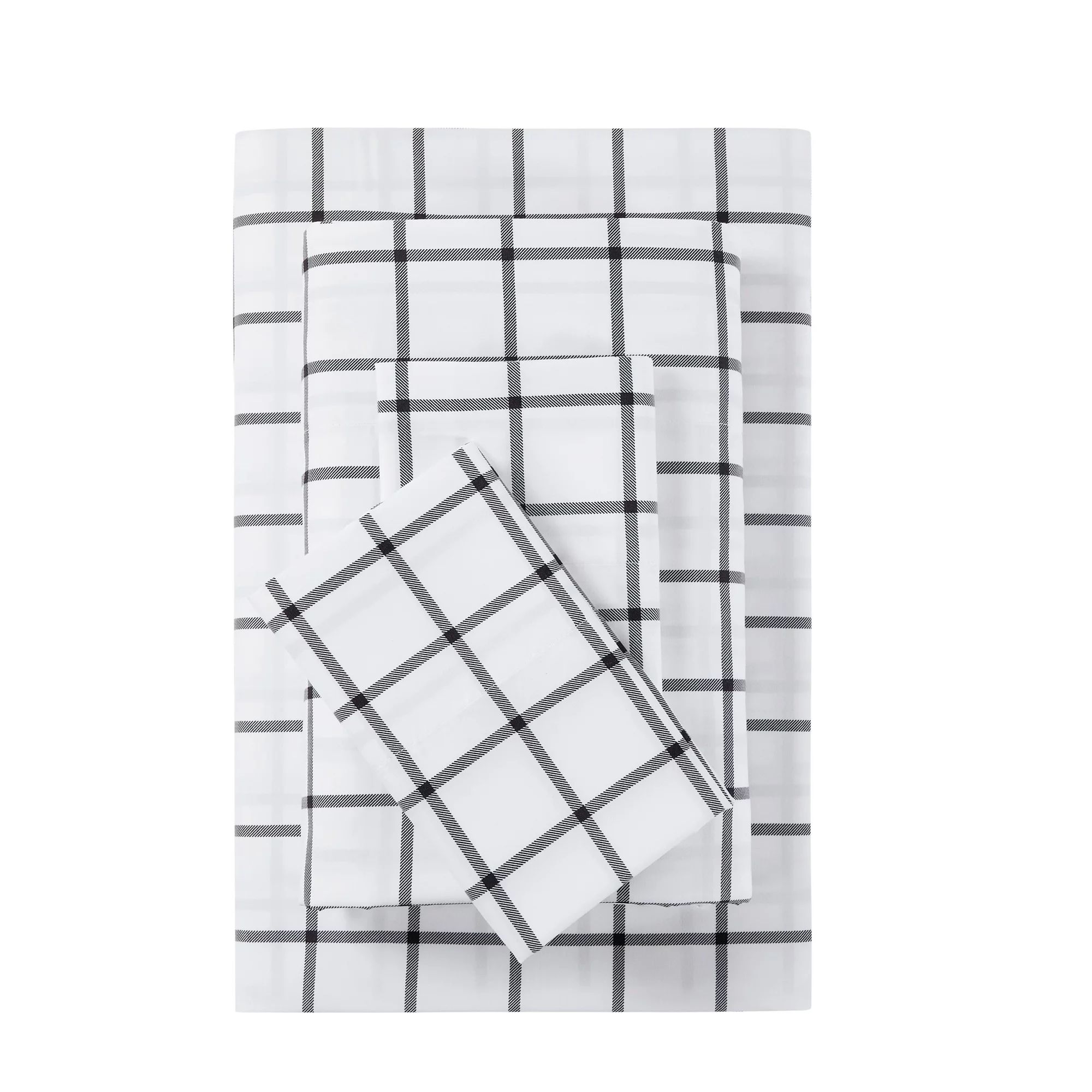 Mainstays Ultra Soft High Quality Microfiber Bed Sheet Set, Twin-XL, White Windowpane, 3 Piece | Walmart (US)