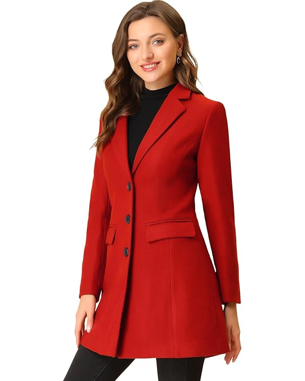 Allegra K Women's 2024 Pea Coat Single Breasted Long Winter Coats for Women | Amazon (US)