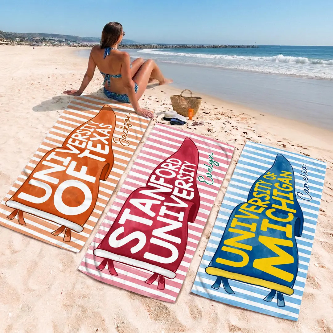 Personalized College Pennant Beach Towel, School Banner School Spirit Beach Towel, High School Gr... | Etsy (US)