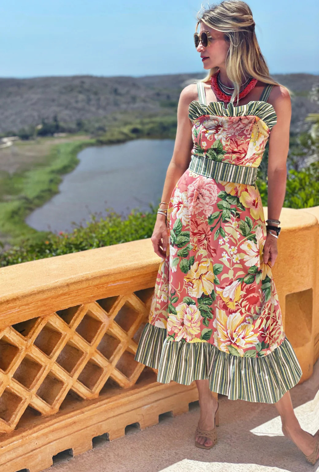 SAMPLE - Button Top Sundress - Coral Botanical | Shop BURU