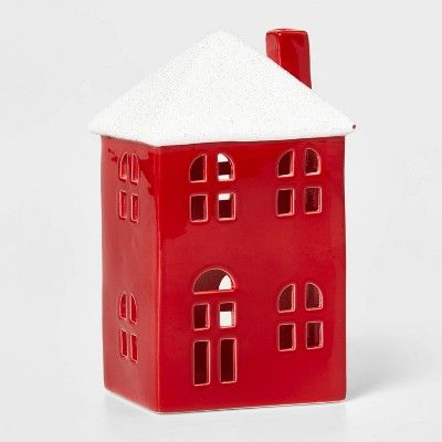 Tall Ceramic House Decorative Figurine Red - Wondershop™ | Target