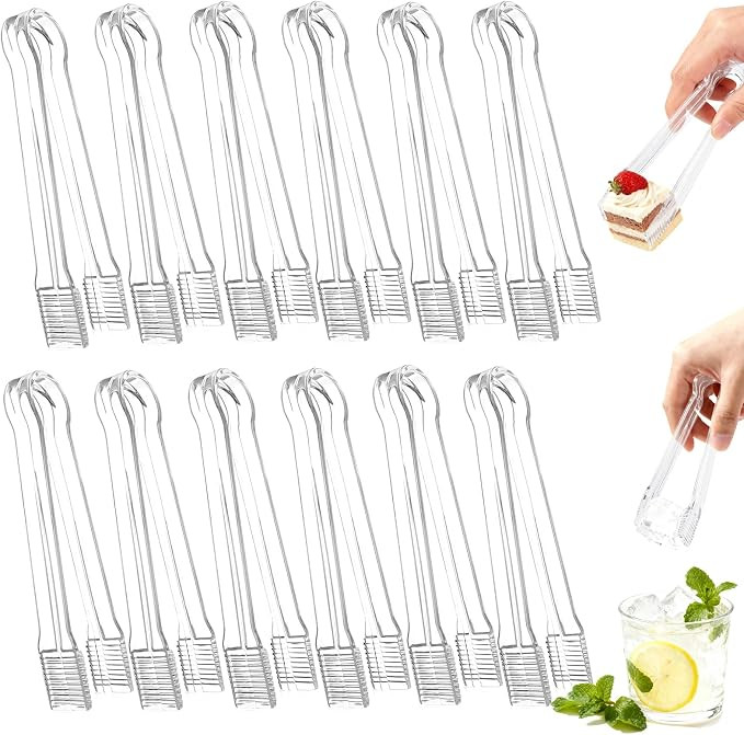 10 Pcs Clear Plastic Serving Tongs, 6.3 Inch Small Disposable Plastic Tongs for Food, Buffet, Par... | Amazon (US)