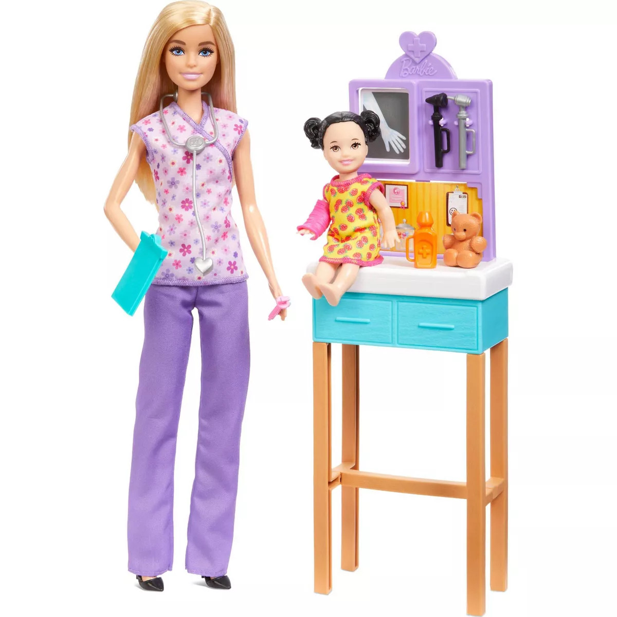 Barbie Pediatrician Doll and Doctor Playset with Accessories, Purple Scrubs (Target Exclusive) | Target